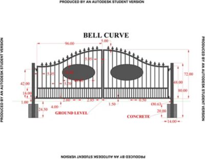 Image showing  16 ft. x 6 ft. Southern Belle Curve Gate with Oval Inserts and Finials