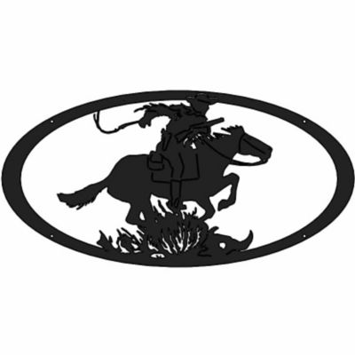 Gate Builders 4 ft. Oval Gate Insert, Cowboy on Horse, Black