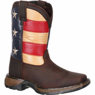 Durango Unisex Kids' Lil' Rebel Flag Western Boots, Brown/Union Flag, Little Kid, 1-Pair