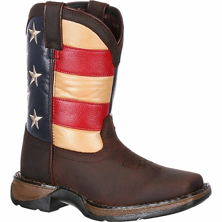 Durango Unisex Little Kid Lil' Rebel Flag Western Boots, Brown/Union Flag, DBT0159