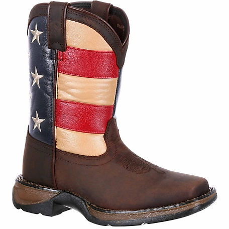 Durango Unisex Little Kid Lil' Rebel Flag Western Boots, Brown/Union Flag, DBT0160
