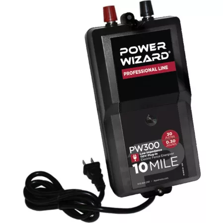 Power Wizard Plug-In Electric Fence Energizer 0.3 Joule 10 Mile Electric Fence Chargers