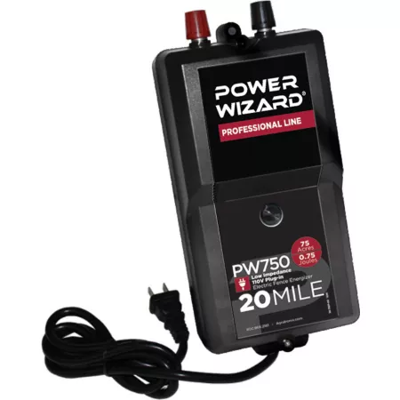 Power Wizard Plug-In Electric Fence Energizer 0.75 Joule 20 Mile Electric Fence Chargers