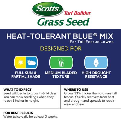 Scotts Turf Builder Grass Seed Tall Fescue Mix ft 7 lb - Full Sun and Partial Shade Seeds up to 1,750 sq Insects Disease and Helps Crowd Out Weeds Resists Heat and Drought