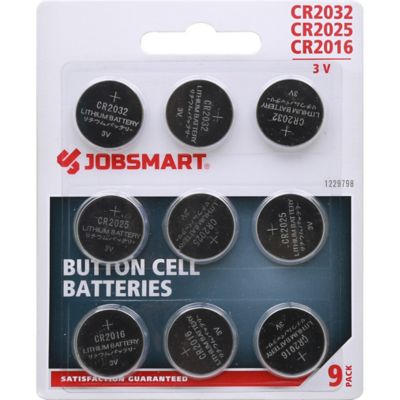 JobSmart 3V Assorted Button Cell Batteries, 9-Pack