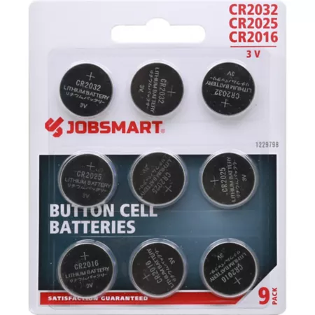 JobSmart 3V Assorted Button Cell Batteries 9 Pack Batteries