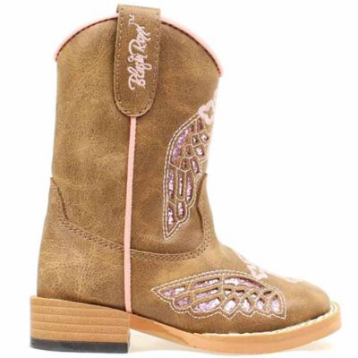 Blazin Roxx Girls' Toddler Gracie Wing/Cross Square Toe Boots, Brown, Zipper Closure