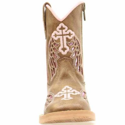 Image showing 1 th Blazin Roxx Toddler Girls' Gracie Wing/Cross Square Toe Zipper Boots, Brown