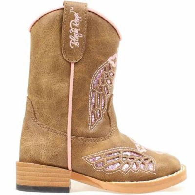 Blazin Roxx Girls' Gracie Wing/Cross Square Toe Zip Boots, Brown