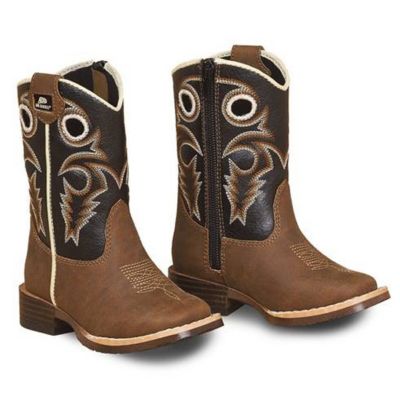 Double Barrel Toddler Boys' Trace Square Toe Zipper Western Boots