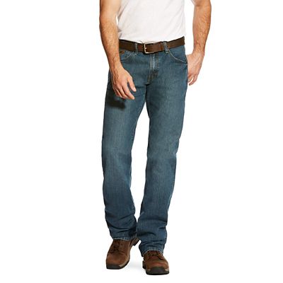 Image showing 0 th Ariat Men's Stretch Fit Low-Rise Rebar M4 Relaxed DuraStretch Basic Bootcut Work Jeans
