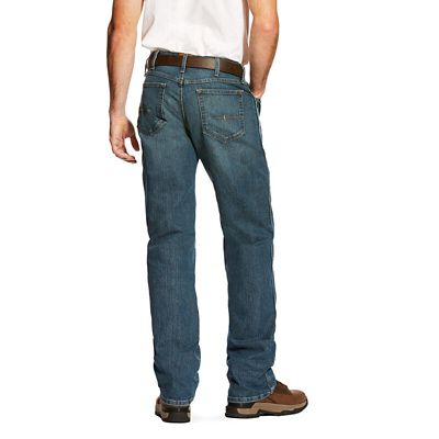 Image showing 1 th Ariat Men's Stretch Fit Low-Rise Rebar M4 Relaxed DuraStretch Basic Bootcut Work Jeans