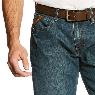 Image showing 2 th Ariat Men's Stretch Fit Low-Rise Rebar M4 Relaxed DuraStretch Basic Bootcut Work Jeans
