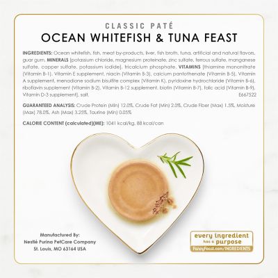 Image showing  Classic Adult Grain-Free Seafood, Fish, Tuna and Salmon Feast Pate Wet Cat Food Variety pk., 3 oz., 30 Cans