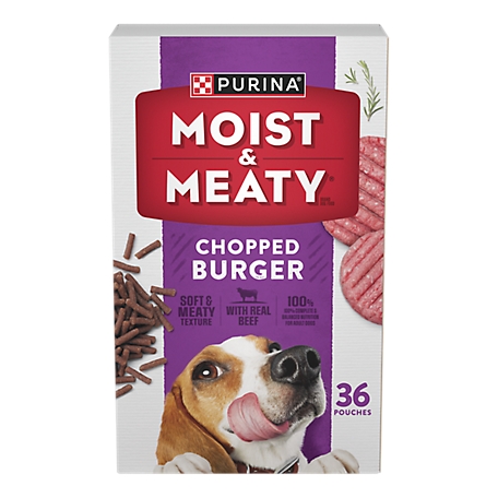 Purina Moist & Meaty Purina Moist and Meaty Dog Food Chopped Burger Soft Dog Food Pouches - 36 ct. Pouch
