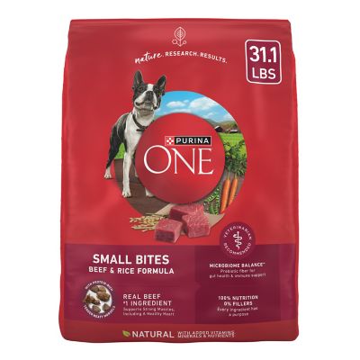 Purina ONE Small Bites Adult High-Protein Beef and Rice Formula Dry Dog Food, 31.1 lb. Bag