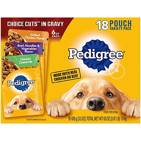 Pedigree CHOICE CUTS IN GRAVY Adult Soft Wet Dog Food 18-Count Variety pk., 3.5 oz Pouches