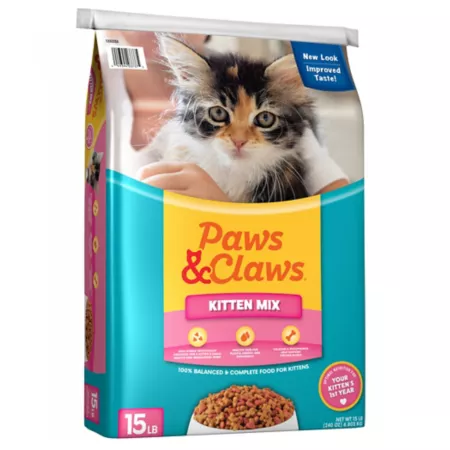 Paws & Claws Kitten Indoor/Outdoor Mix Dry Cat Food Chicken Formula 15 lb Bag Dry Cat Food