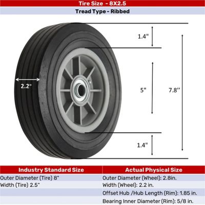 Image showing SR 0806-1 Solid Tires with Ribbed Tread, 5/8 in. Bore Size