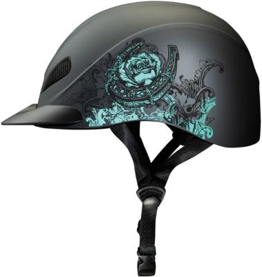 Image showing  Rebel Riding Helmet, Large, Turquoise Rose