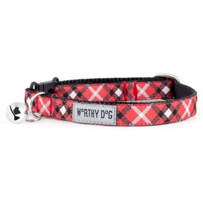 Worthy Dog Adjustable Bias Plaid Cat Collar