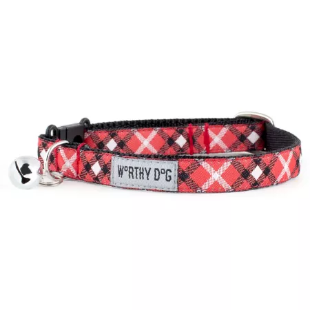 Worthy Dog Adjustable Bias Plaid Cat Collar Cat Collars & Harnesses