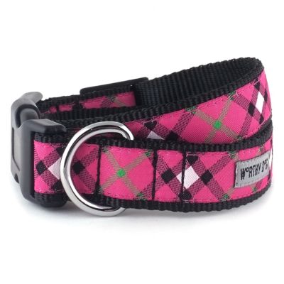 Worthy Dog Adjustable Bias Plaid Dog Collar