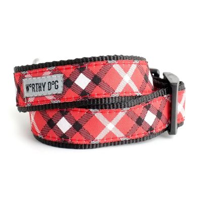 Worthy Dog Adjustable Bias Plaid Dog Collar