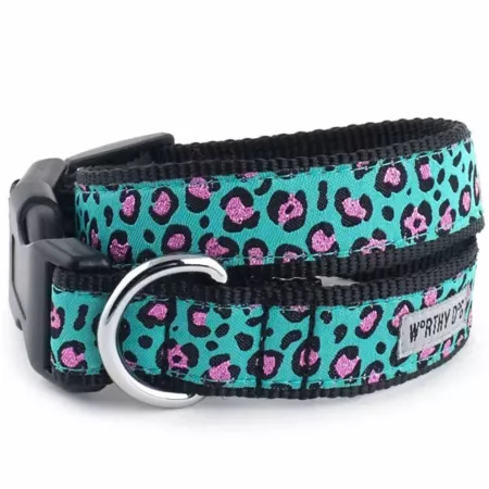 Worthy Dog Adjustable Cheetah Dog Collar Dog Basic Collars