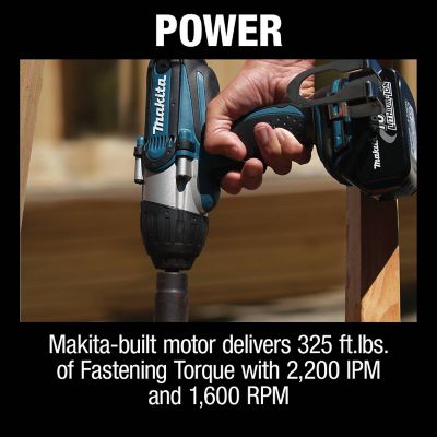 Image showing 7 th Makita 1/2 in. Square Drive 325 ft.-lb. 18V LXT Lithium-Ion Cordless Impact Wrench Kit, 3.0Ah