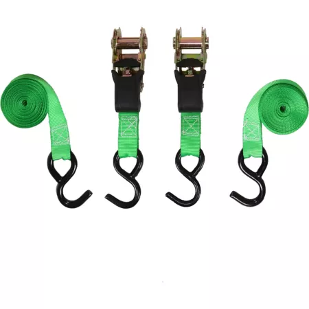 SmartStraps 1 in x 6 ft Padded Ratchet Tie Down 1500 lbs Green 2 Pack Ratchet Straps