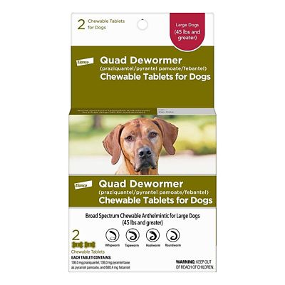 Elanco Quad Dewormer (praziquantel/pyrantel pamoate/febantel) Chewable Tablets for Large Dogs, 136 mg