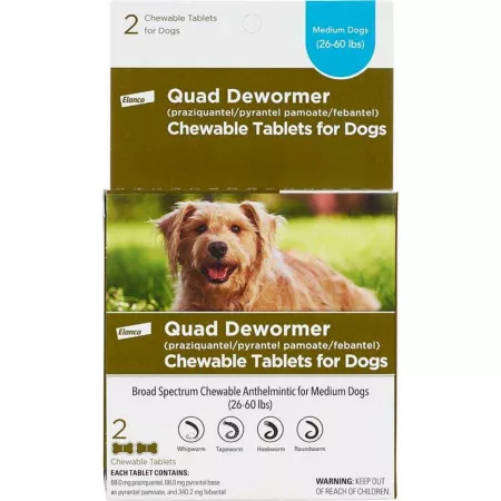 Quad Dewormer Chewable Tablets for Medium Dogs 68 mg Dog Dewormers