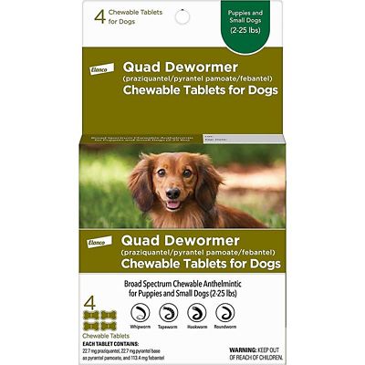 Elanco Quad Dewormer Chewable Tablets for Small Dogs 2-25 lbs, 22.7 mg