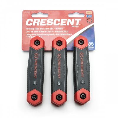 Crescent 3 pc. Folding SAE/Metric/Torx Dual Material Key Set
