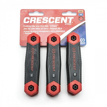 Crescent 3 pc. Folding SAE/Metric/Torx Dual Material Key Set