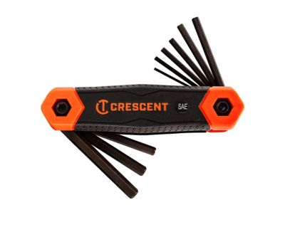 Crescent 9 pc. Folding SAE Dual Material Hex Key Set