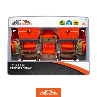 Image showing 9 th CargoSmart 16 ft. X-Track Ratchet Straps, 1,000 lb., Orange, 2 pk.