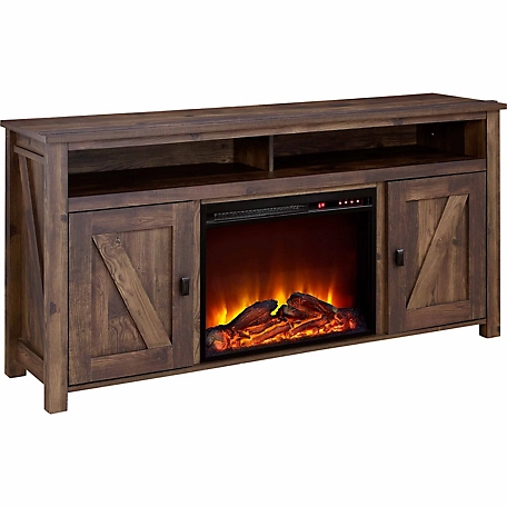 Ameriwood Home 59.61 in. Farmington Electric Fireplace TV Console for TVs Up to 60 in., Dark Rustic Pine