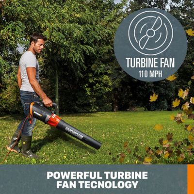 Image showing 6 th WORX Turbine 600 110 MPH/600 CFM 12A Corded Handheld Leaf Blower