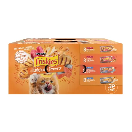 Friskies Adult Purina Chicken Lovers Prime Fillets and Shreds Wet Cat Food Variety pk 5.5 oz Pack of 32 Cans Wet Cat Food