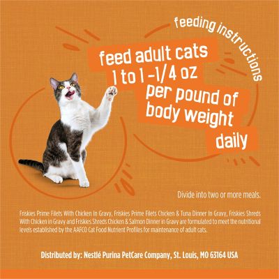 Image showing 7 th Purina Friskies Chicken Lovers Prime Adult Chicken Filets/Shreds Wet Cat Food Variety Pack, 5.5 oz., Pack of 32 Cans