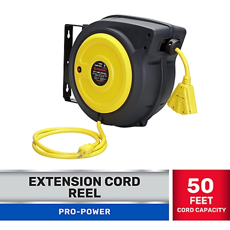 ReelWorks 65 ft. Indoor/Outdoor Retractable Extension Cord Reel at