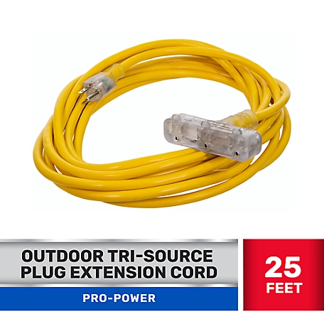 JobSmart 25 ft. Outdoor Pro-Power Extension Cord with Tri-Source Plug