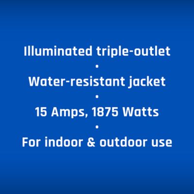 Image showing  25 ft. Outdoor Pro-Power Extension Cord with Tri-Source Plug