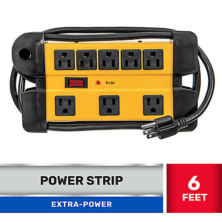 JobSmart 8 Outlet Yellow Extra-Power Power Strip and Surge Protector