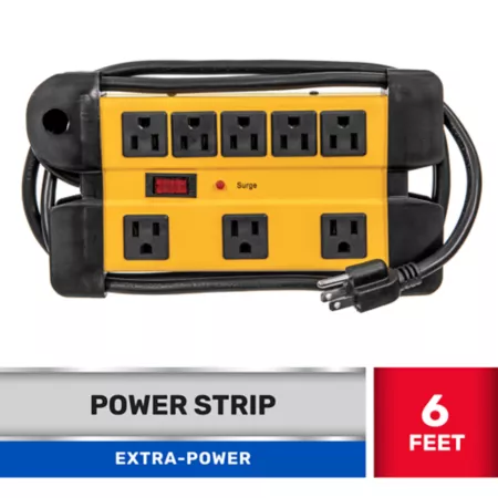 JobSmart Extra Powerful Yellow 8 Outlet Power Strip and Surge Protector Surge Protectors