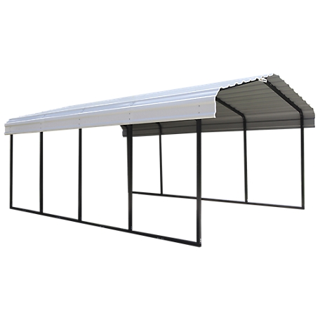 Arrow Steel Carport, 12 ft. x 20 ft. x 7 ft. Galvanized Black/Eggshell