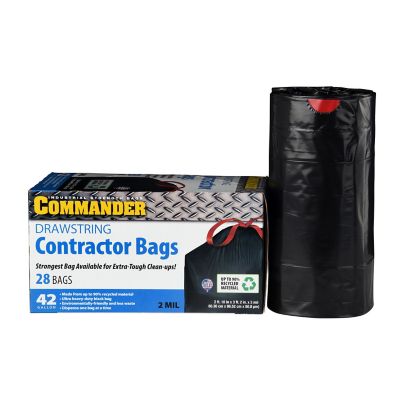 Commander 42 gal. Drawstring Contractor Bags, 2 mL, 28 ct.