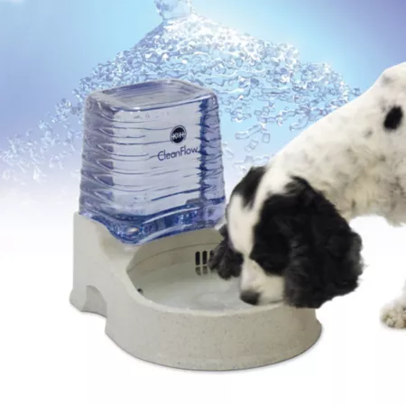 K&H Pet Products CleanFlow Plastic Pet Waterer with Reservoir Dishwasher Safe Medium Granite Pet Waterers & Fountains